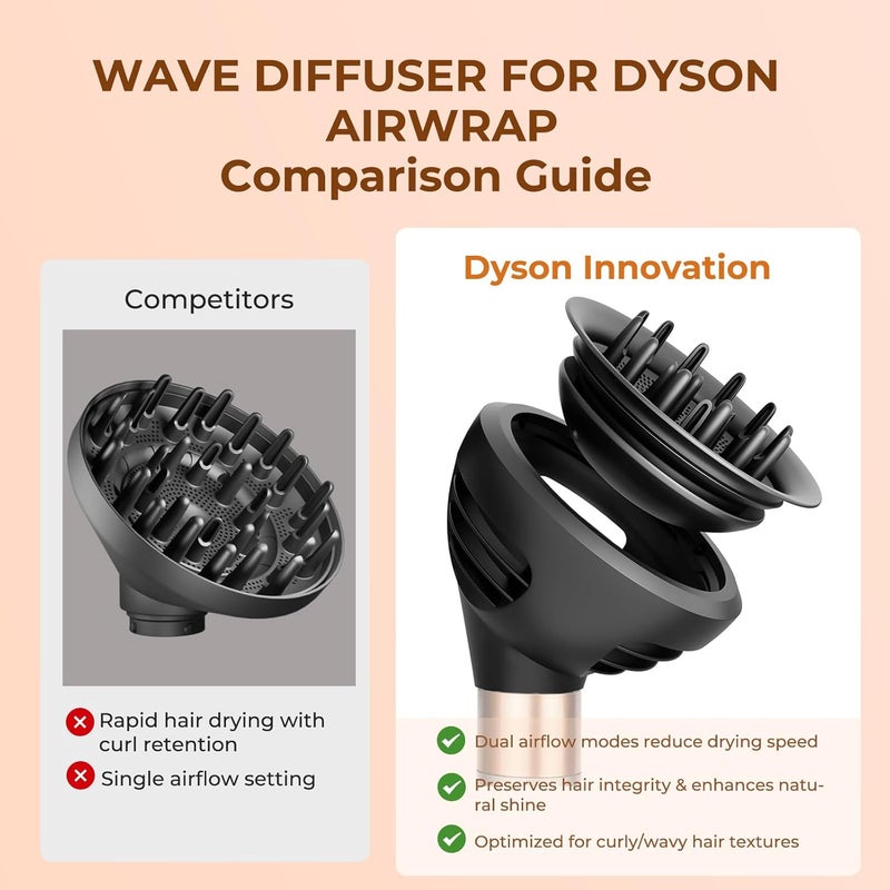 AIKOLZON Large Round Volumizing Brush Attachment for Dyson Airwrap Stylers (HS01/HS05) - XL Oval Copper Hair Brush for Bouncy Blowout, Root Lift & Salon Curls (Upgraded Diffuser) - Image 2